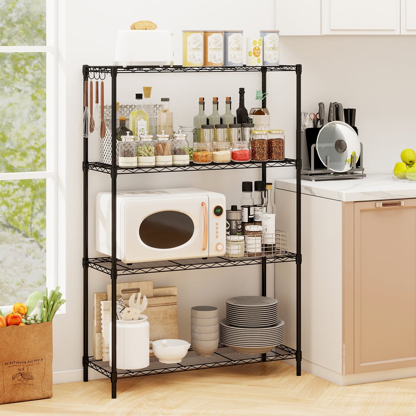3/4/5/6-Tier Wire Shelving Unit Adjustable Metal Storage Shelves with V-shaped Shelving Rack-5-Tier-M