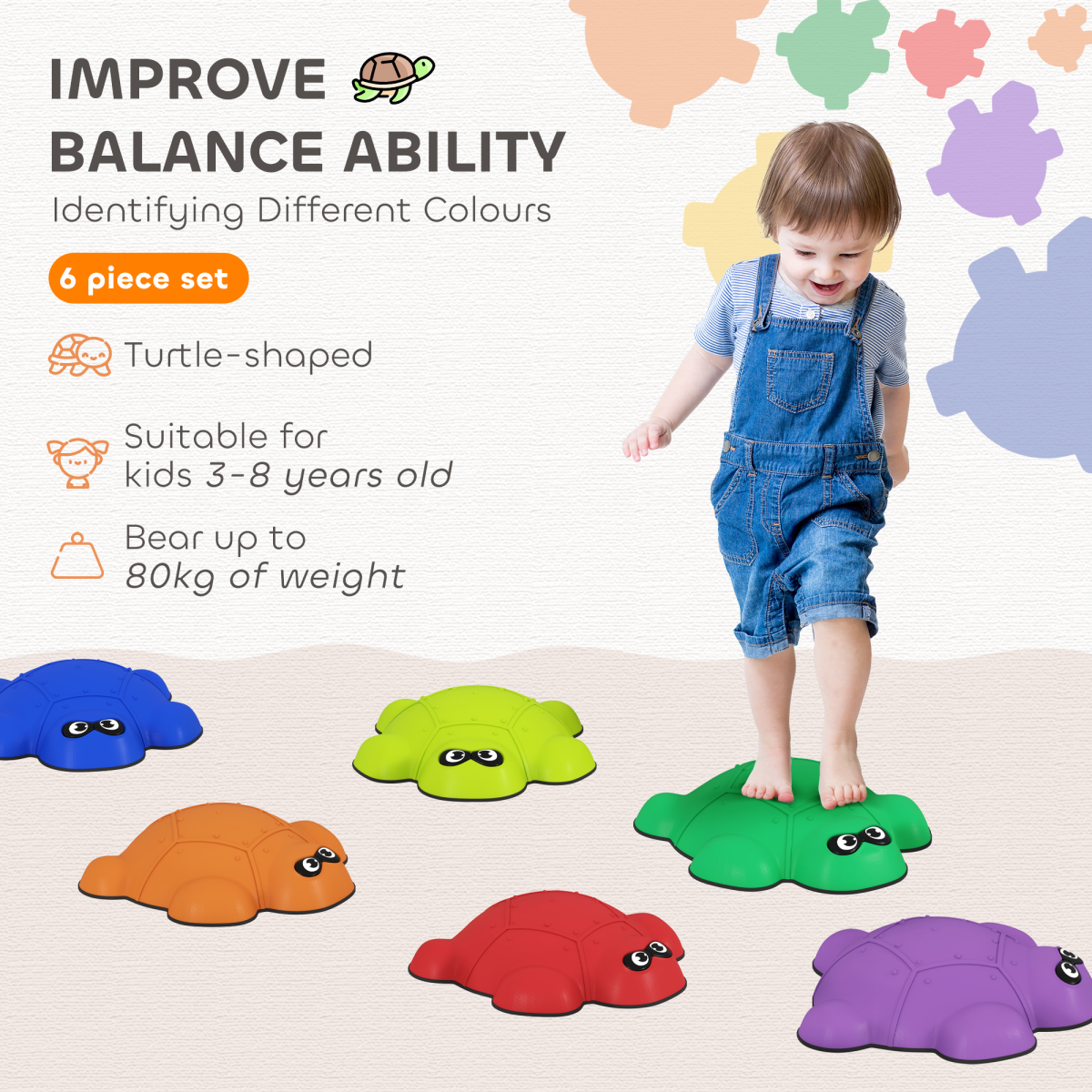 AIYAPLAY 6 PCS Balance Stepping Stones, Stackable River Stones  Non-slip Edge