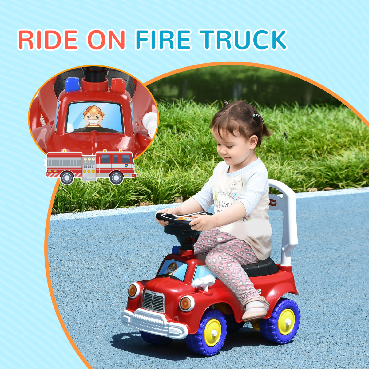 AIYAPLAY Ride On Car Foot to Floor Design with Under Seat Storage, Red