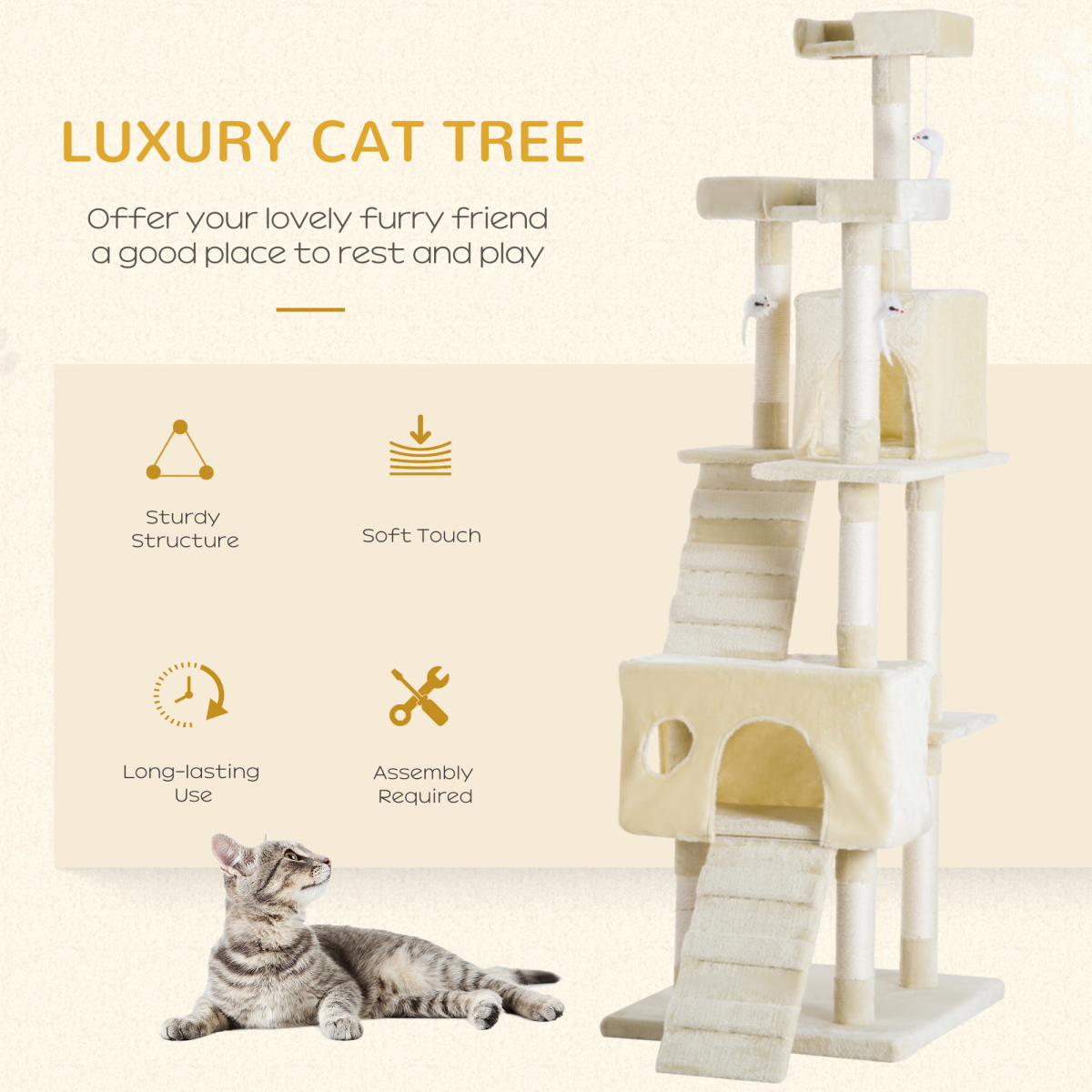 Condo Furniture Scratcher Post Pet Cat Tree Kitten Bed House Play Toy Ladder