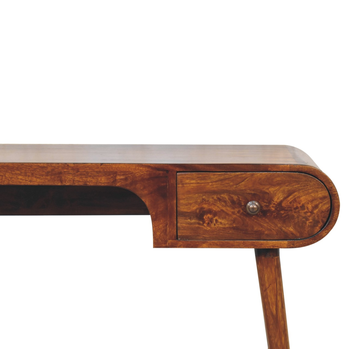 Artisan Furniture Solid Wood Chestnut London Arch Writing Desk, 2 Drawers, Dark Brown