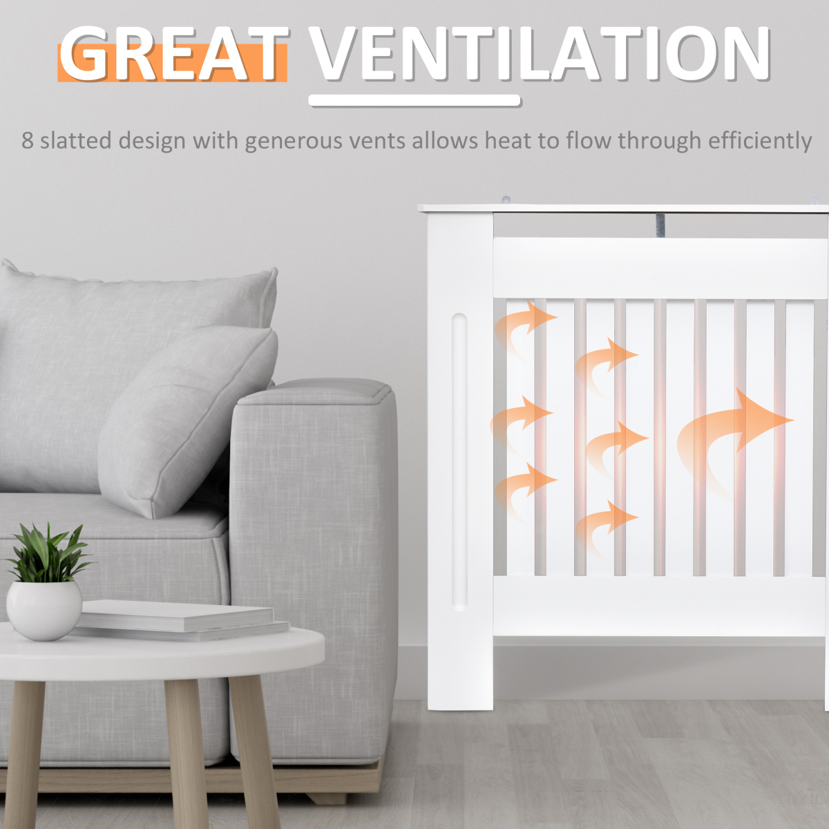 Radiator Cover Wooden Cabinet Shelving Home Office Vertical Slattted Vent