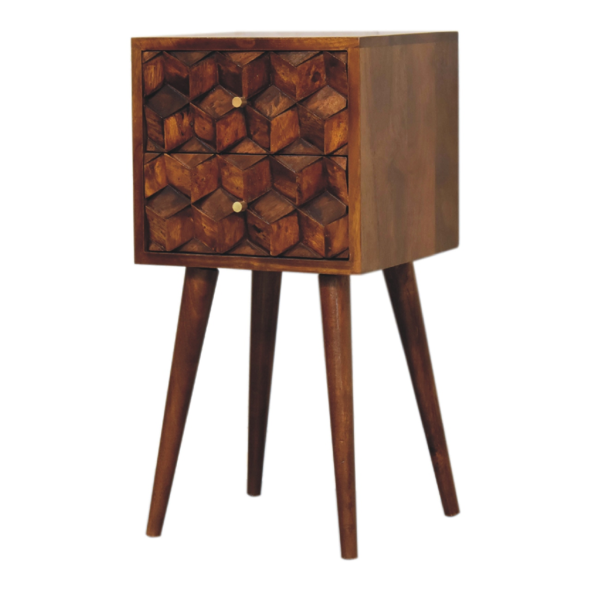 Artisan Furniture Solid Wood Mini Chestnut Cube 2 Drawer Bedside