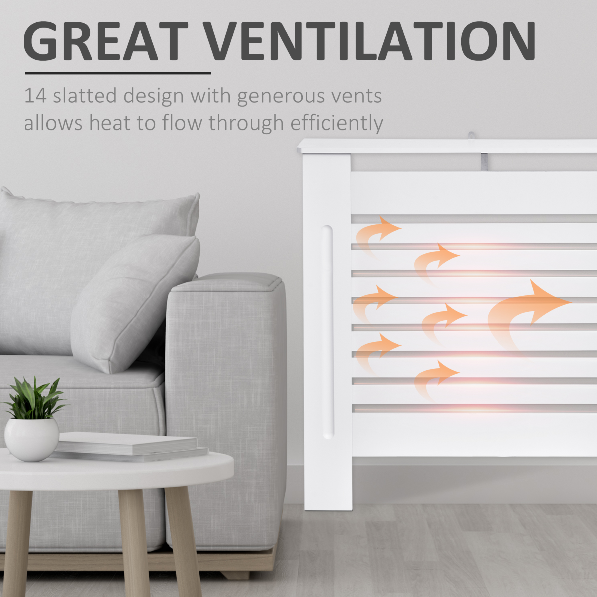 MDF Radiator Cover, 152 cm L-White