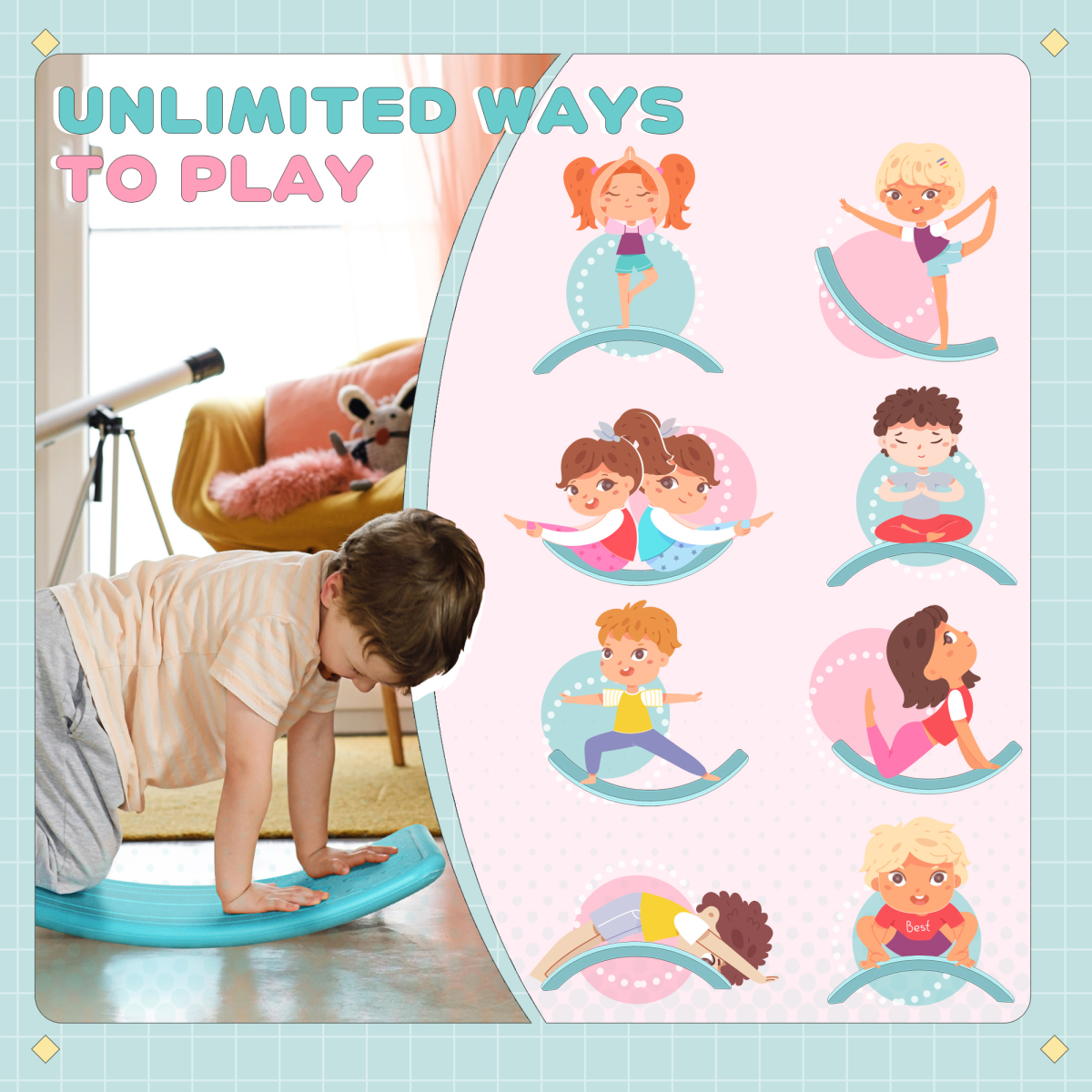 ZONEKIZ Balance Board, Kids Wobble board, Montessori Nursery Toy for 3-6 Years