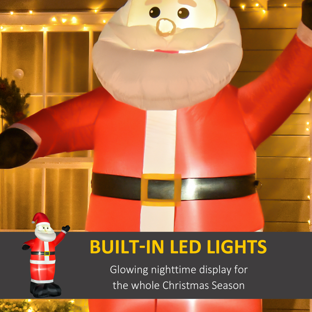 8ft Inflatable Christmas Santa Claus Xmas Deco with LED Air Blown Yard Outdoor