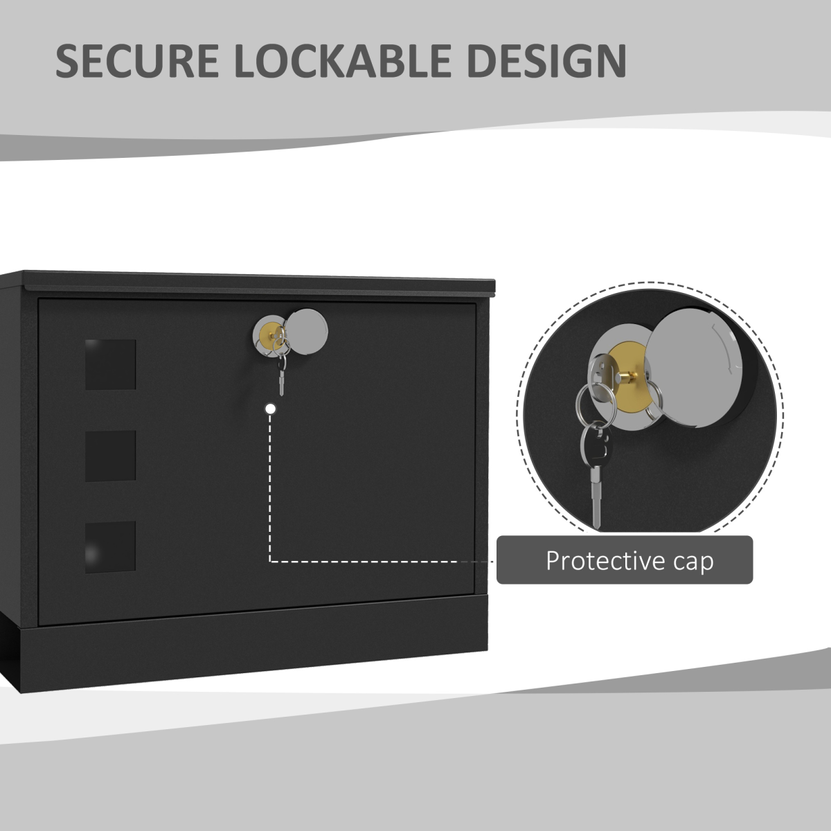 HOMCOM Wall Mounted Letterbox Mailbox with Windows and Keys Easy to Install