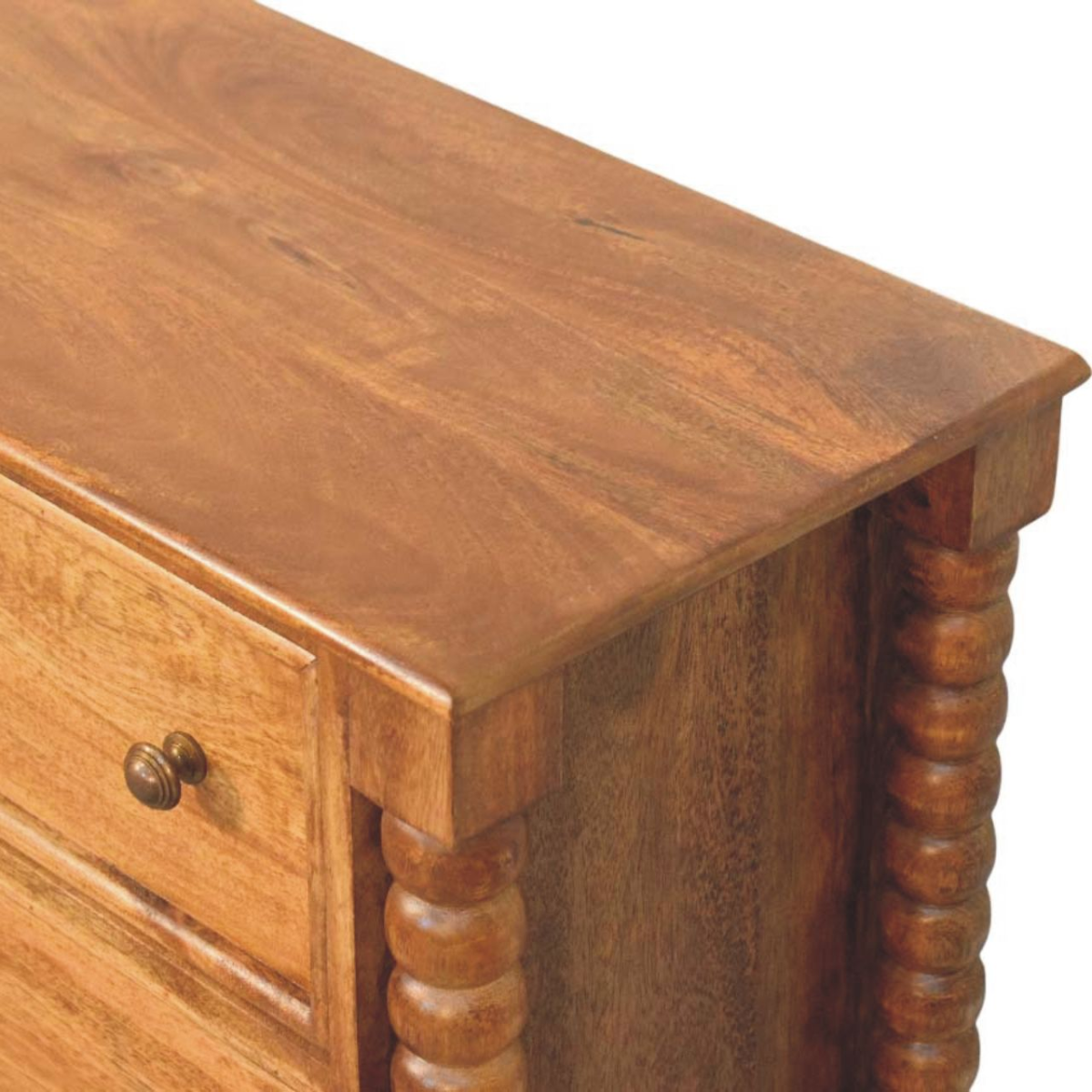 Artisan Furniture Solid Wood Spindle Chest, 3 Drawers, Brown