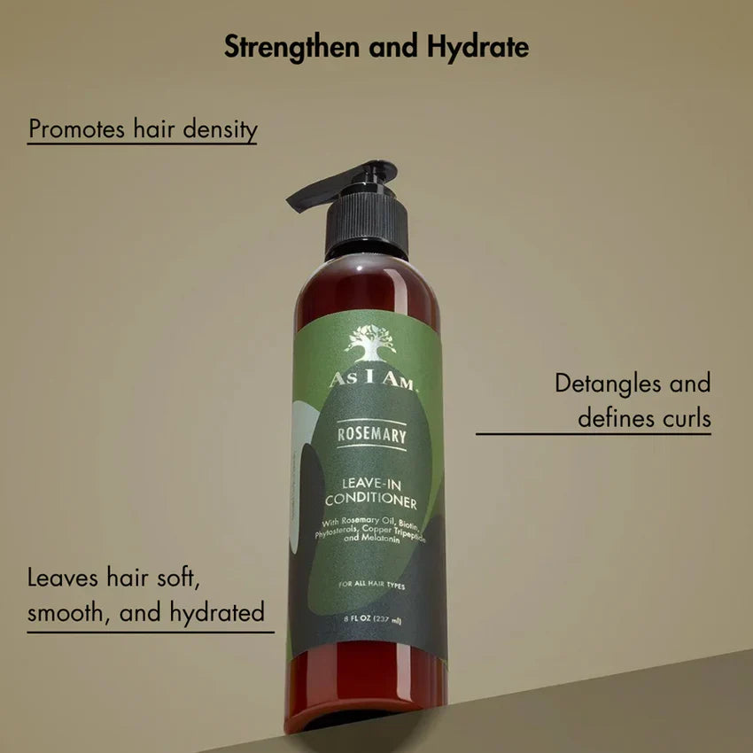 As I Am Rosemary Leave In Conditioner Moisturising & Detangling for Natural Hair & Curls 237ml/8.01 oz