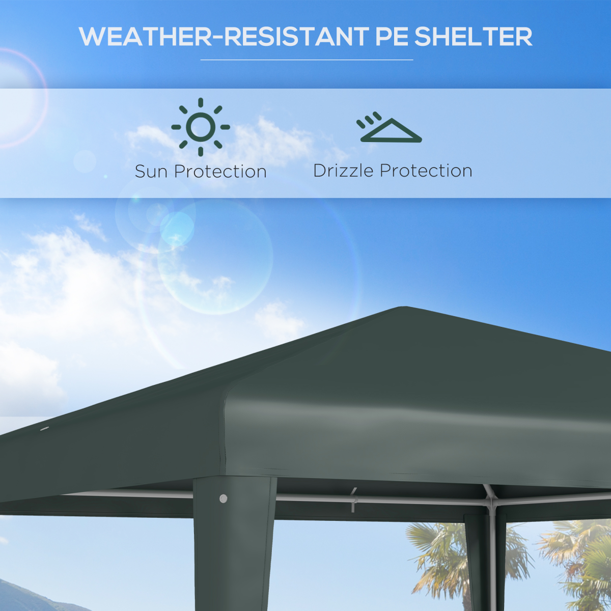 Outsunny Garden Gazebo Marquee Party Tent Wedding Canopy Patio Green 2.7 x 2.7m