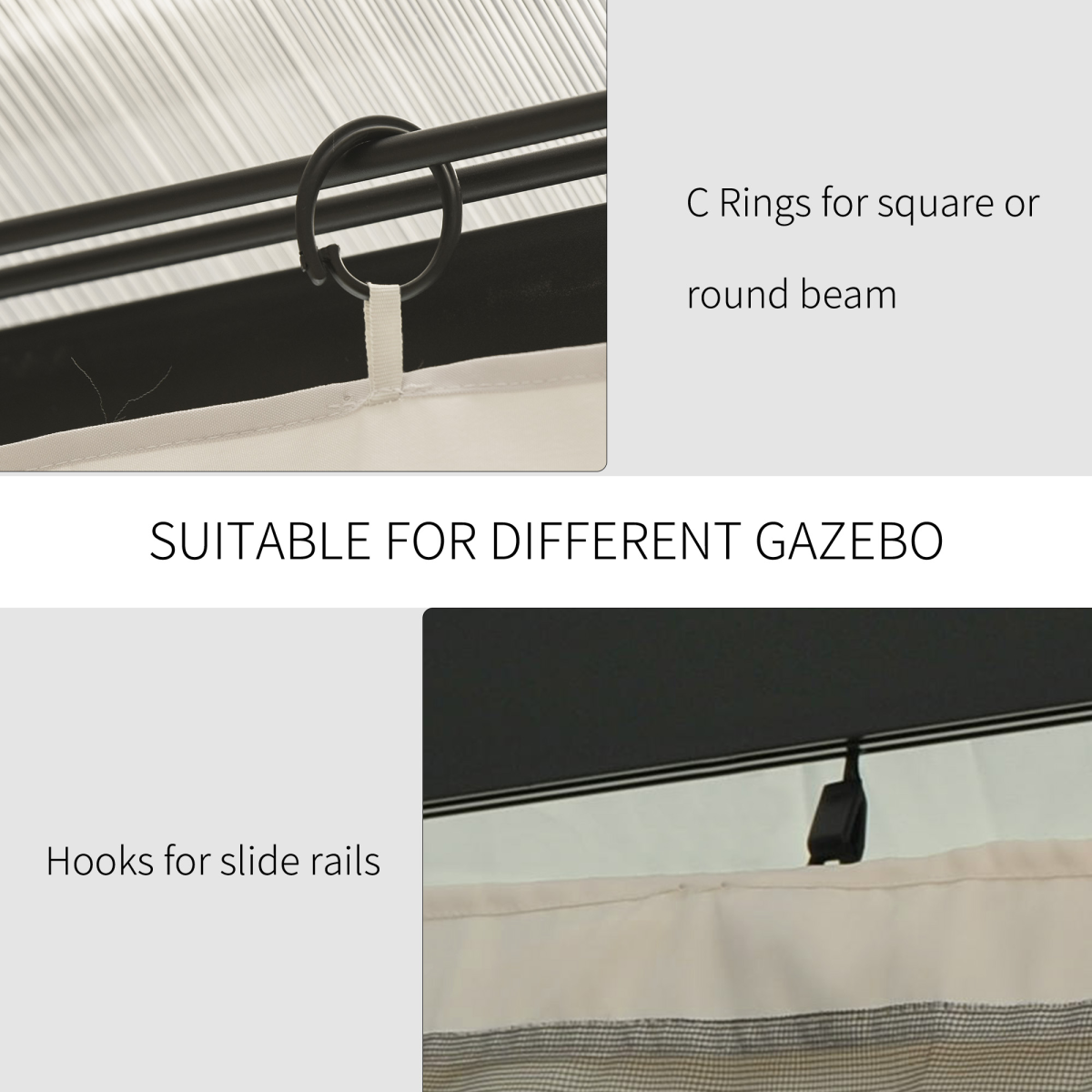 4 Pack Gazebo Replacement Sidewalls Privacy Panel for 3 x 4m Gazebo Outsunny