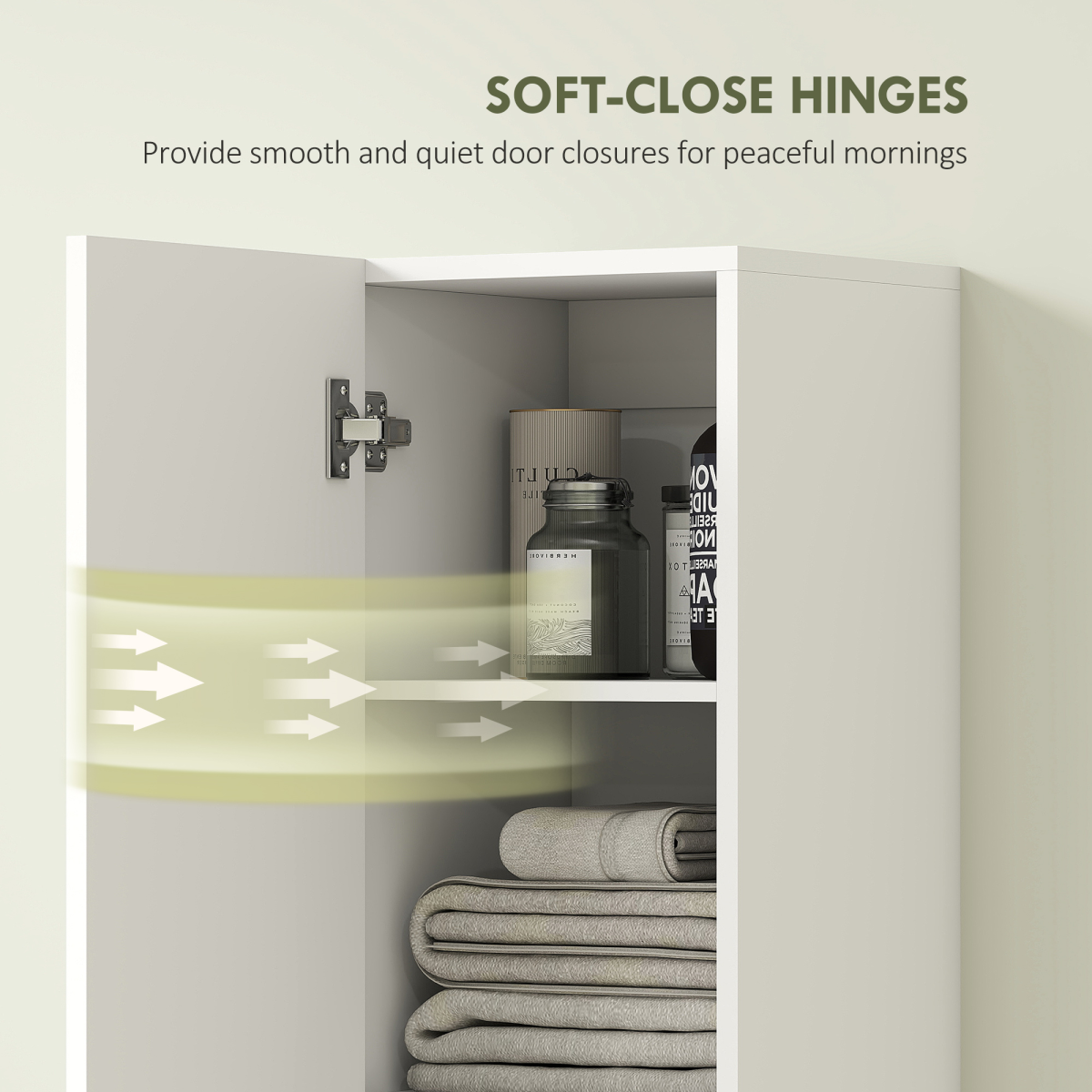 HOMCOM Wall Mounted Slim Bathroom Storage Cabinet with 6-Tier Shelf White