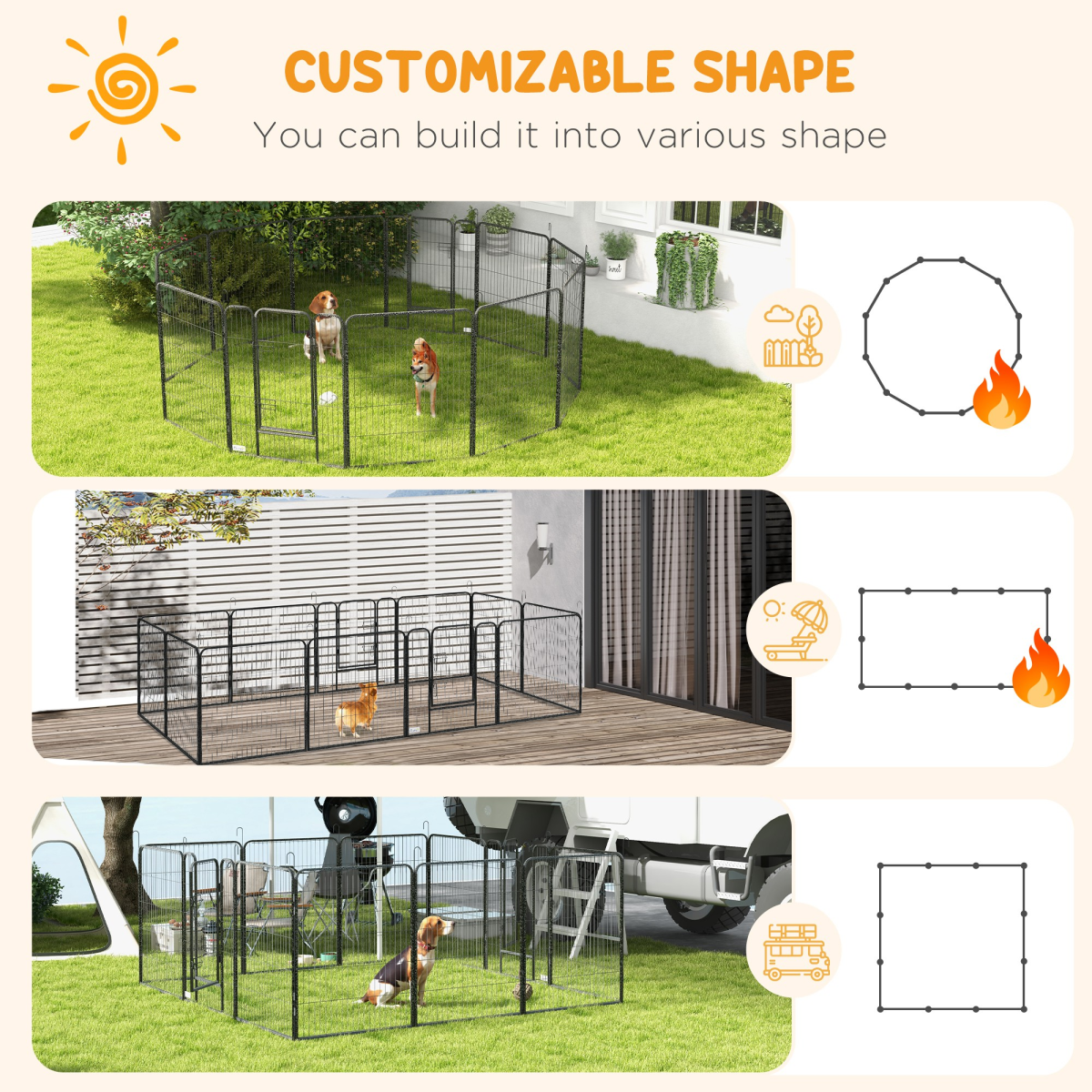 Heavy Duty Puppy Play Pen, 12 Panels Pet Exercise Pen, for Indoors, Outdoors