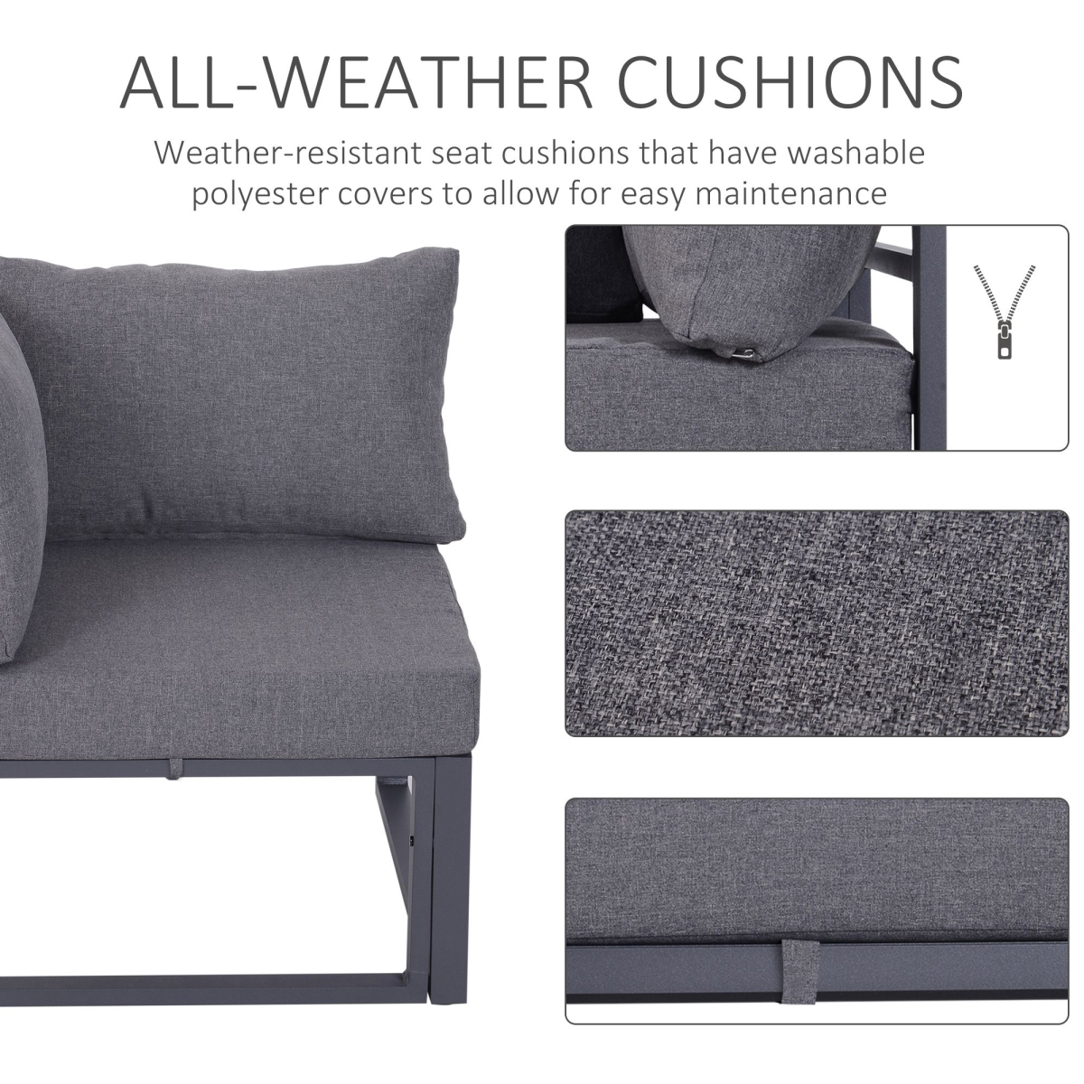 6Pcs Outdoor Sectional Sofa Set Conversation Aluminum Frame Cushion Outsunny