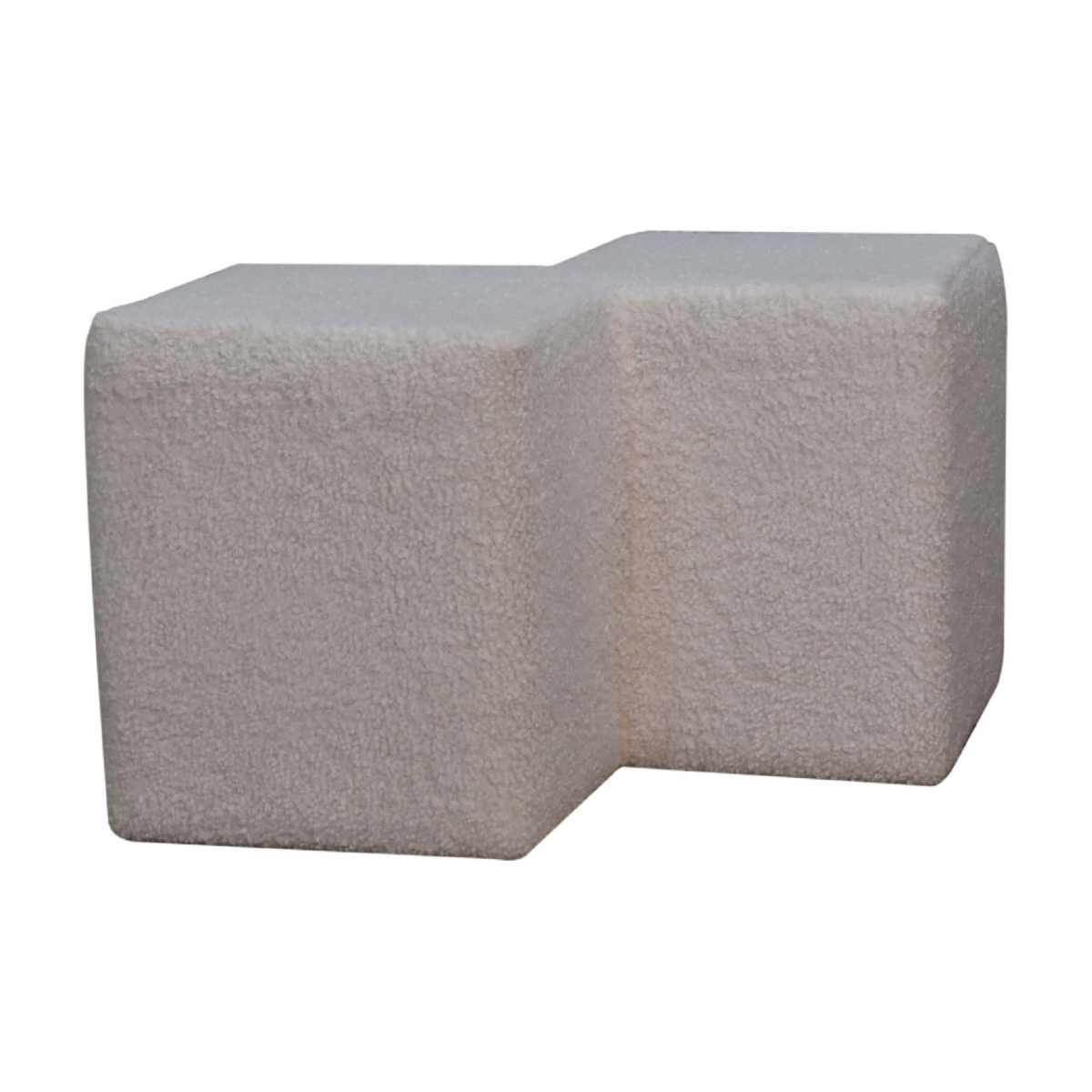 Artisan Furniture Solid Mango Wood White Boucle Twin Footstool