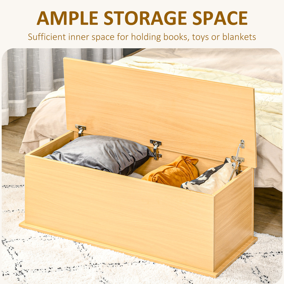 Storage Box Chest  Lid Spacious Collect Cabinet Chipboard -Burlywood