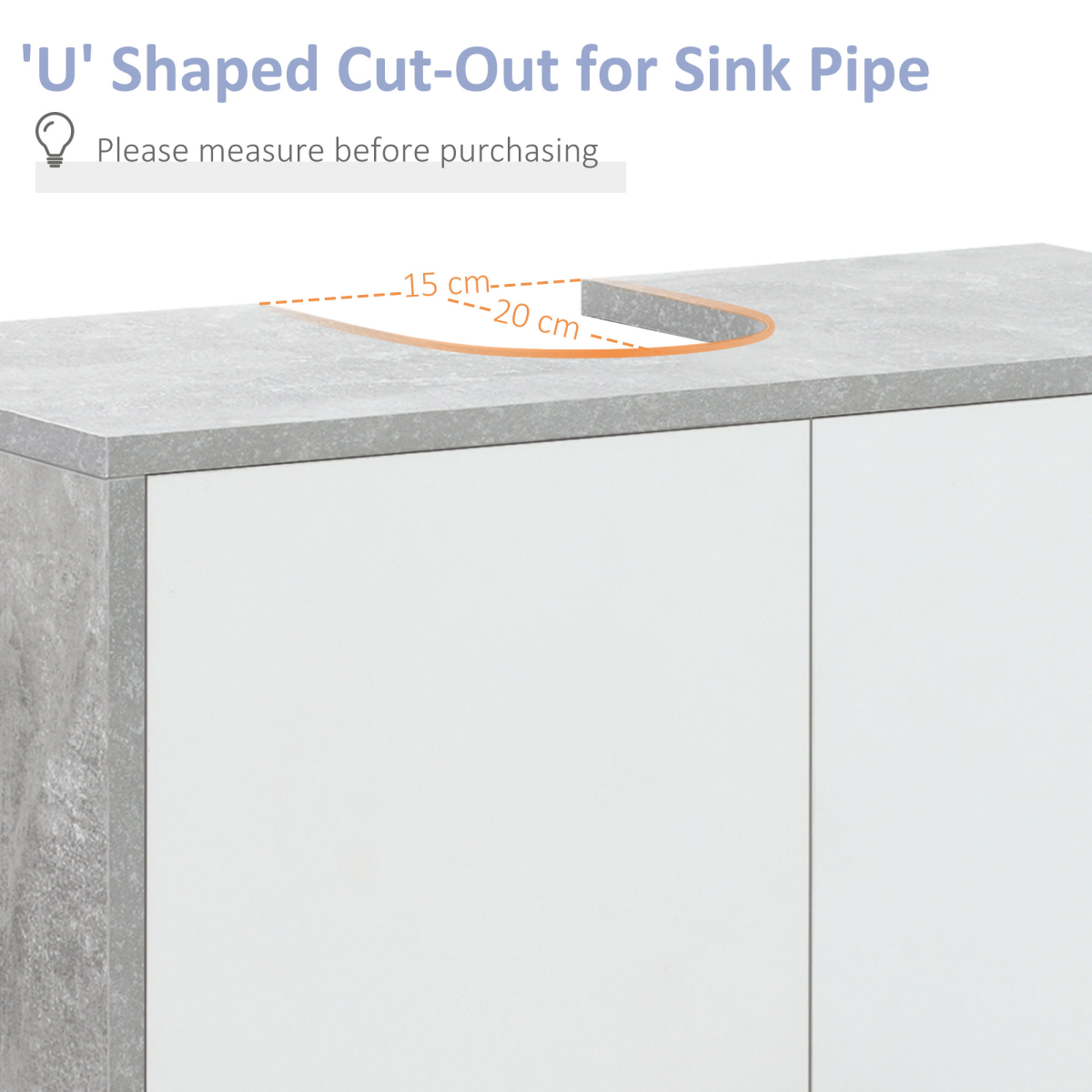 kleankin Bathroom Pedestal Under Sink Cabinet with Storage Shelf Double Door