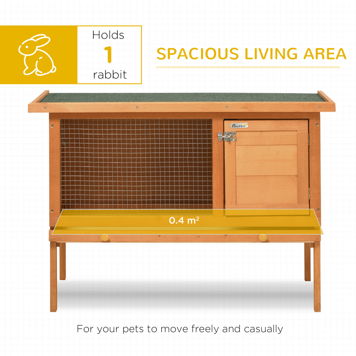 Rabbit Hutch Bunny Cage Guinea Pig Elevated House Wood Outdoor Garden Pawhut