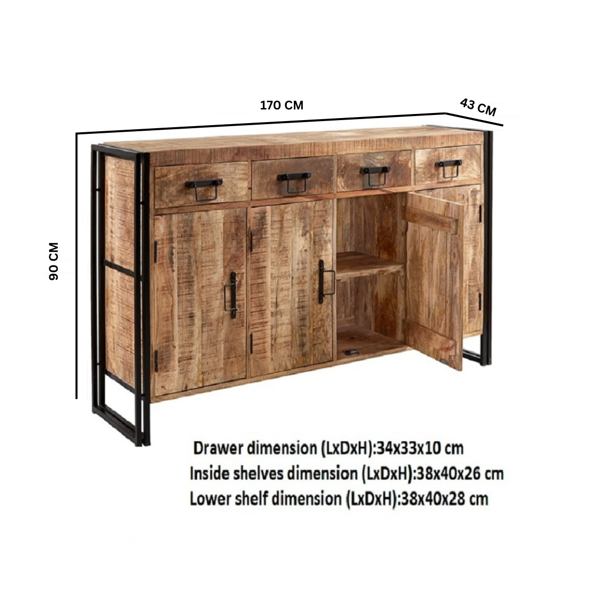 Cosmo Industrial Extra Large Sideboard