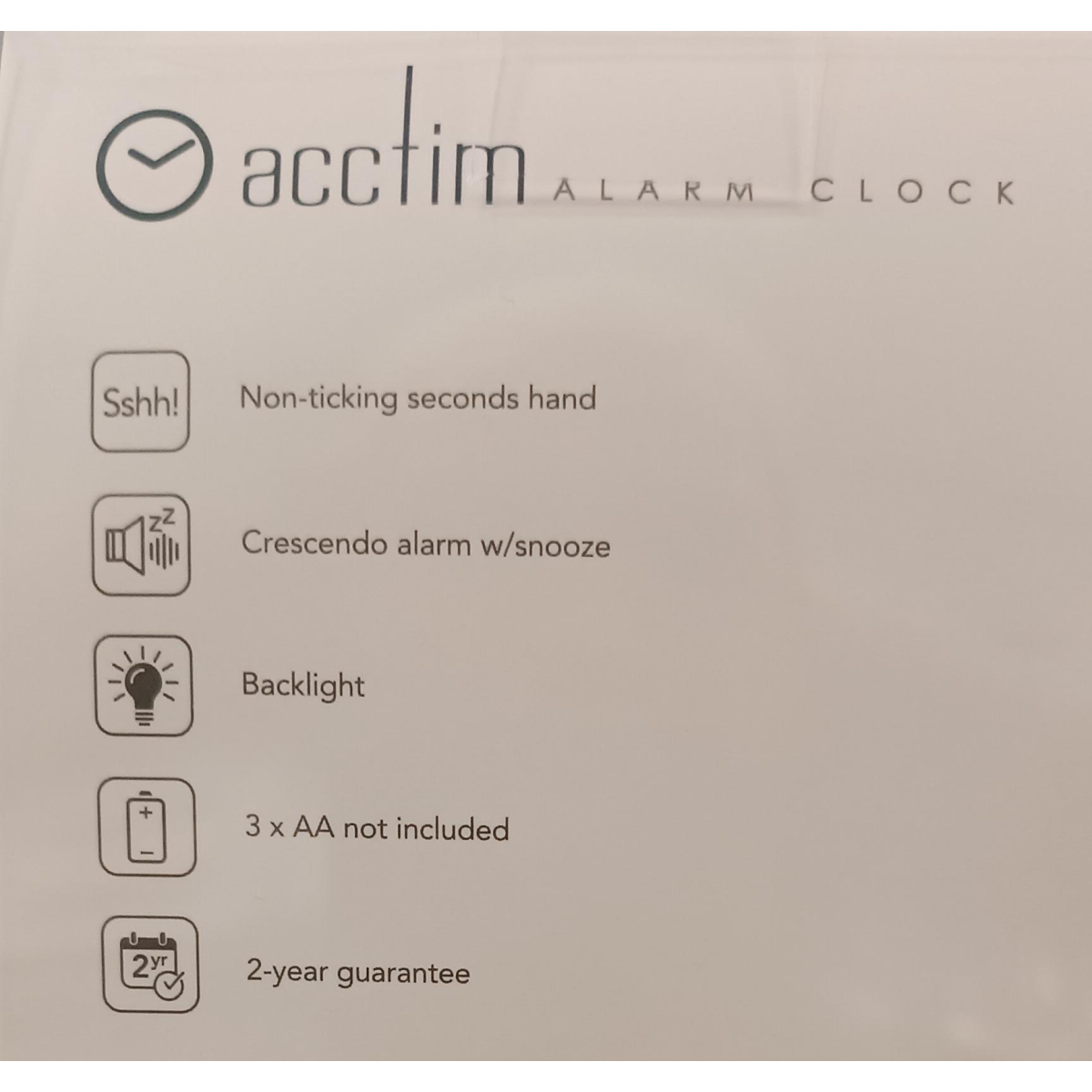 Acctim Micah Round Mid Sized Bedside Quartz Alarm Clock in Silver - 16477