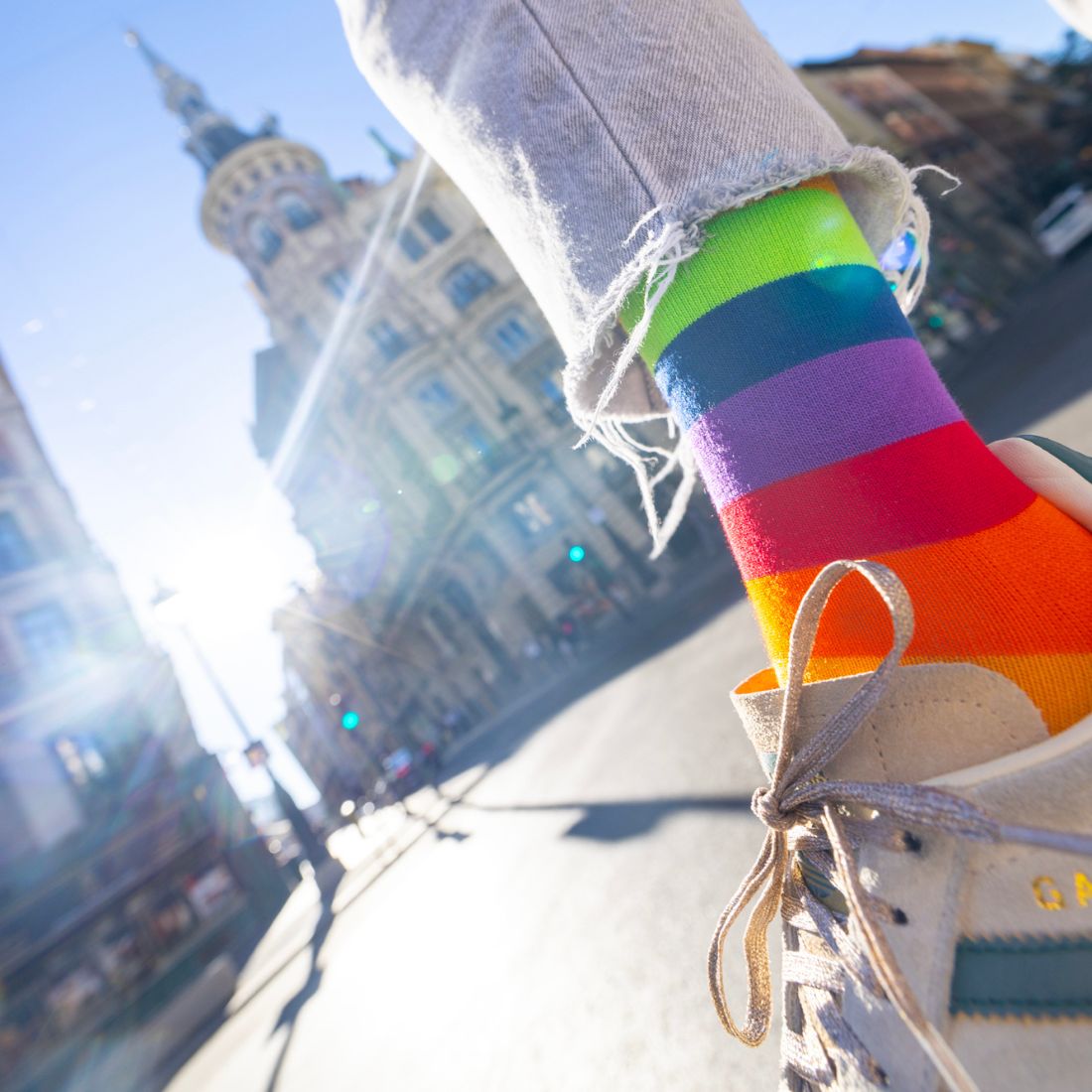 Rainbow Stripe Matching Bamboo Socks (Adult & Child)