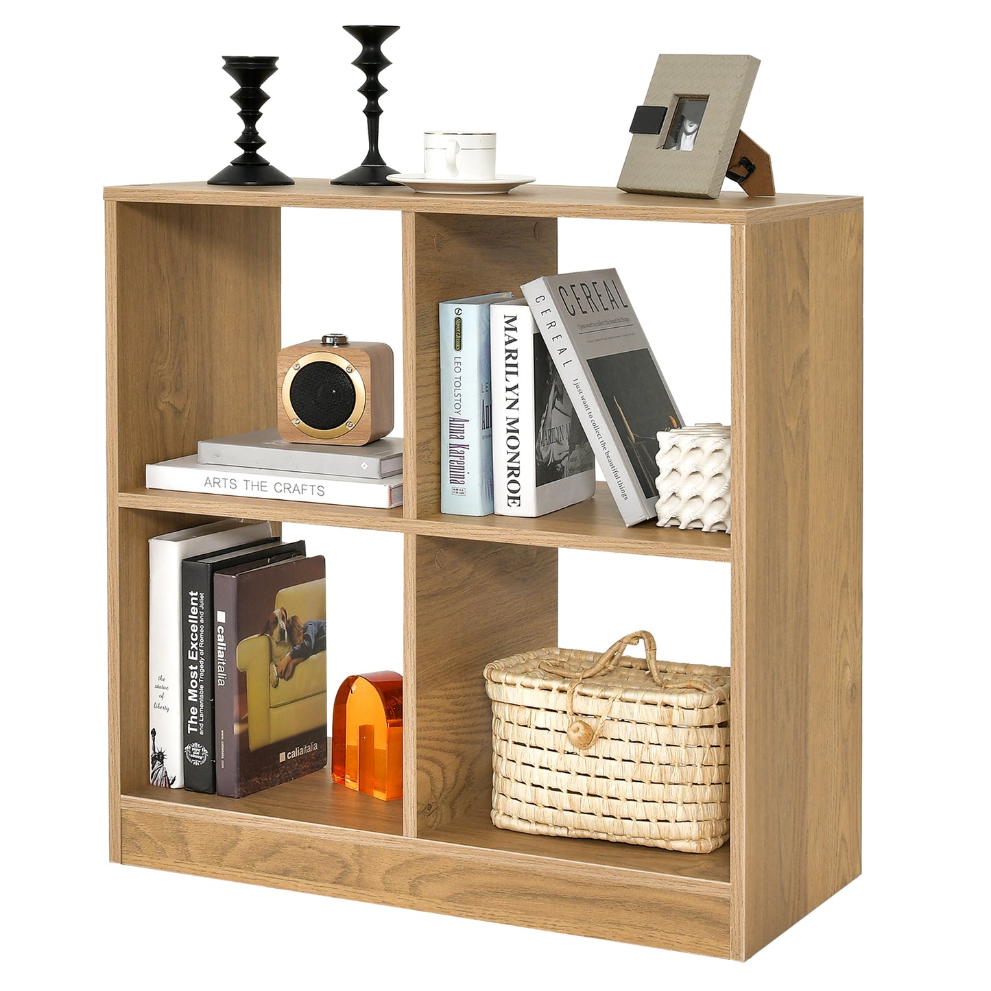 4-cube Wooden Storage Cabinet with Anti-Toppling Device -White
