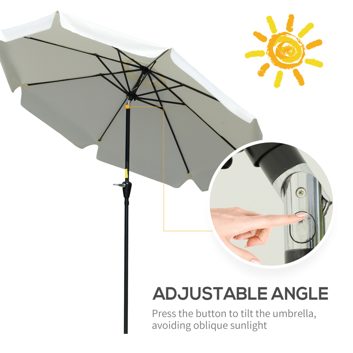 2.66m Patio Umbrella Parasol Outdoor Cream White