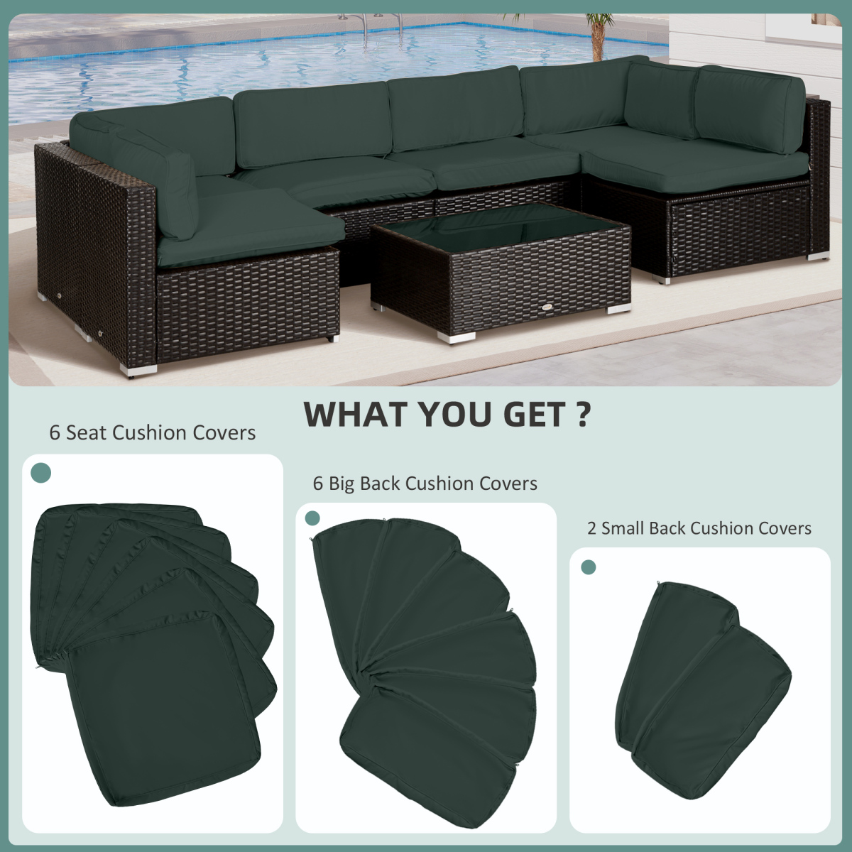 Garden Rattan Sofa Set Polyester Cover Replacement No Cushion Grey
