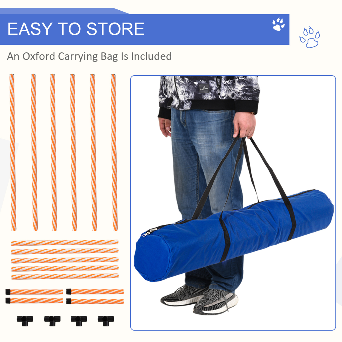 Dog Agility Weave Poles Training Obstacle Course Set Slalom Equipment w/ Whistle