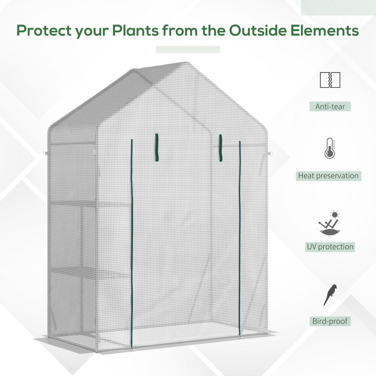 Greenhouse for Outdoor, Portable Gardening Plant Grow House w/ Shelf Outsunny