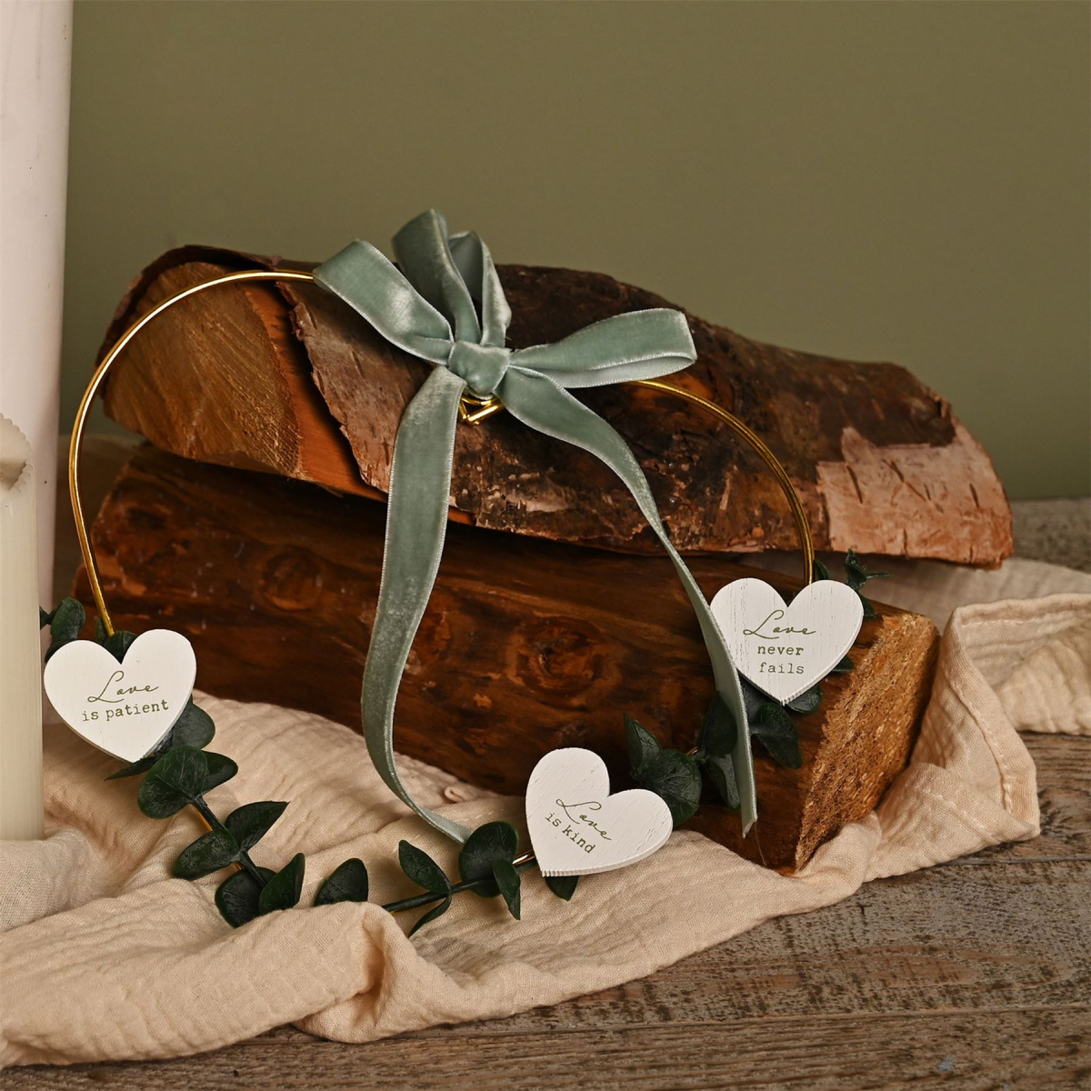Love Story 'Love Is Patient' Heart Wreath
