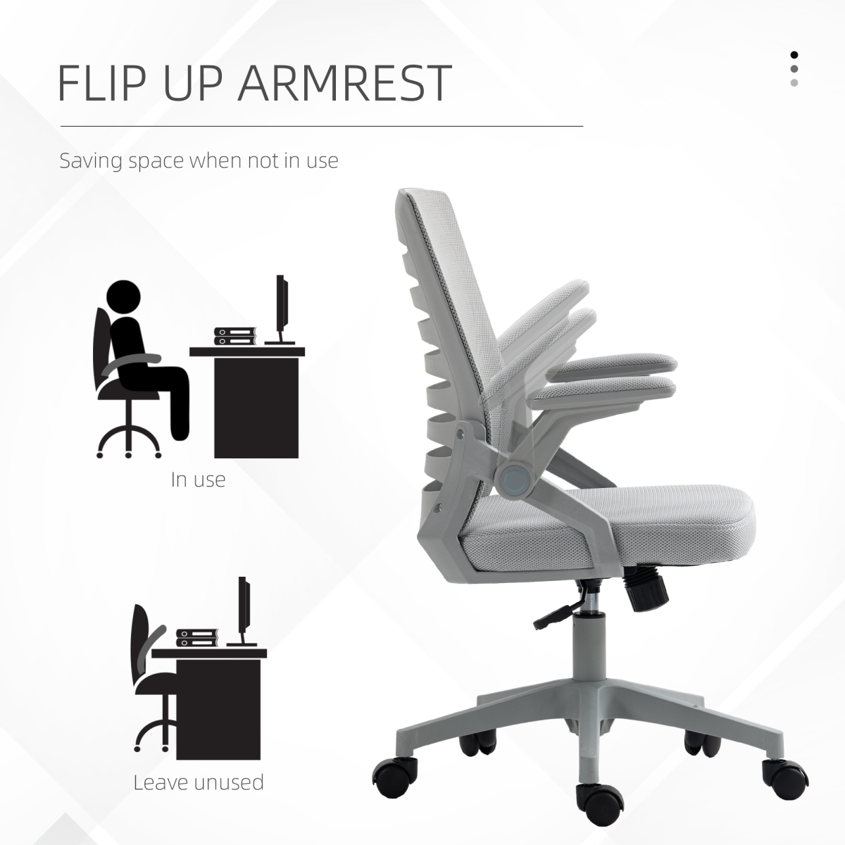 Vinsetto Mesh Office Chair Home Swivel Task Chair w/ Lumbar Support, Arm, Grey
