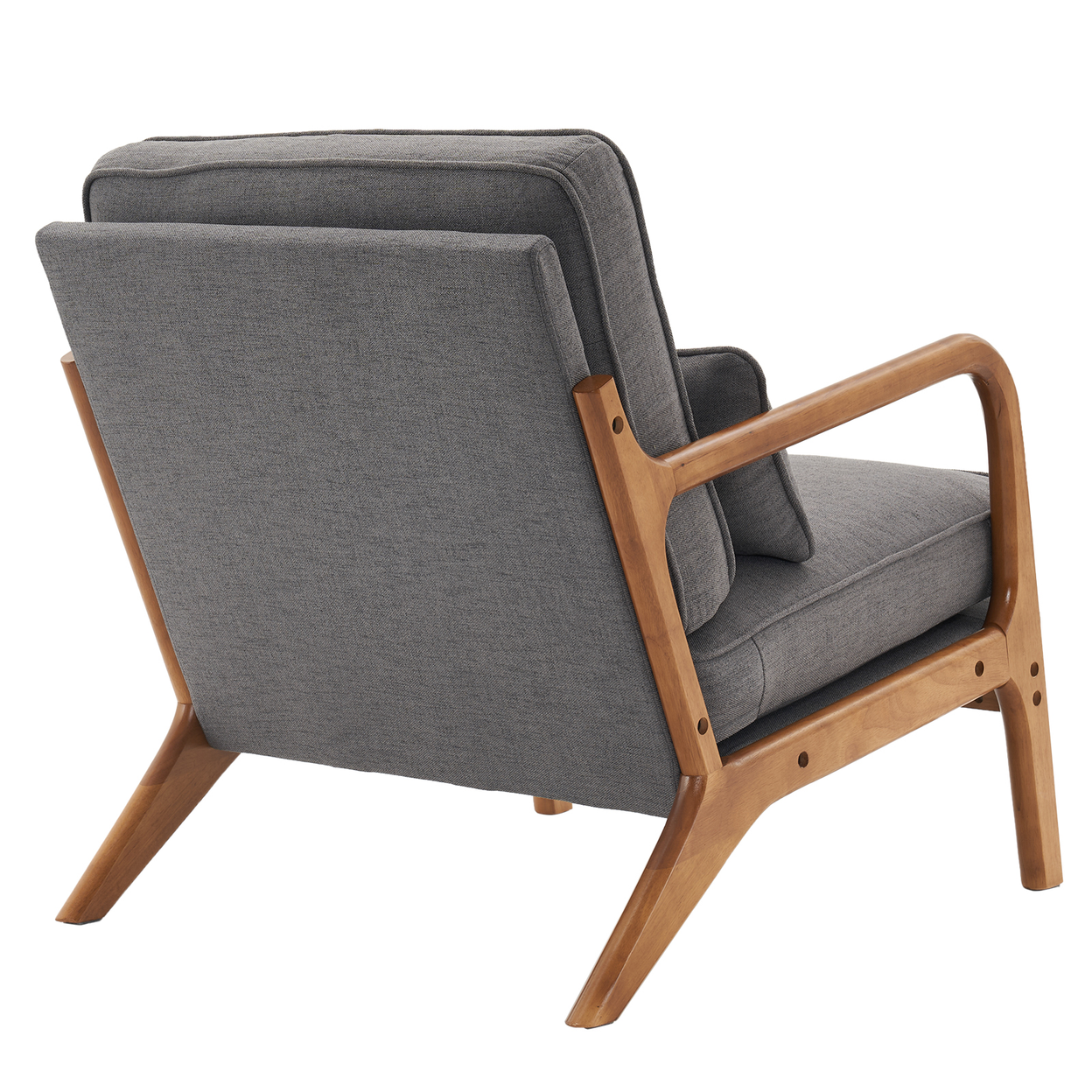 【Same Code：44658239】Oak Armrest Oak Upholstered Single Lounge Chair Indoor Lounge Chair Dark Grey