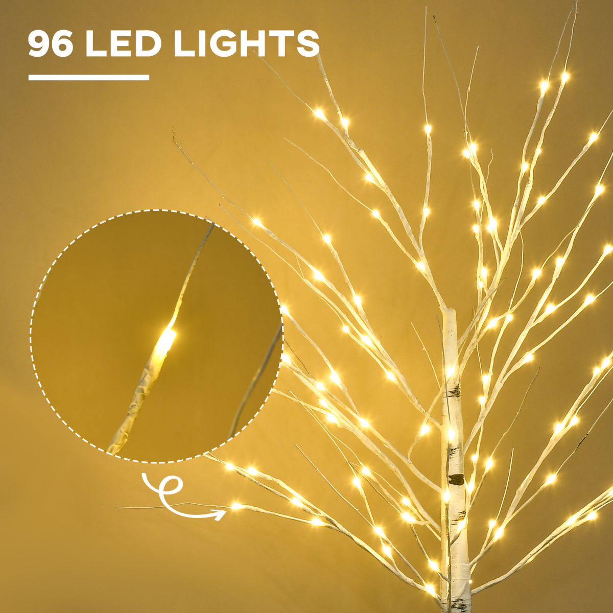 5ft Artificial White Birch Tree Light  96 Warm White Pre-Lit LED Light