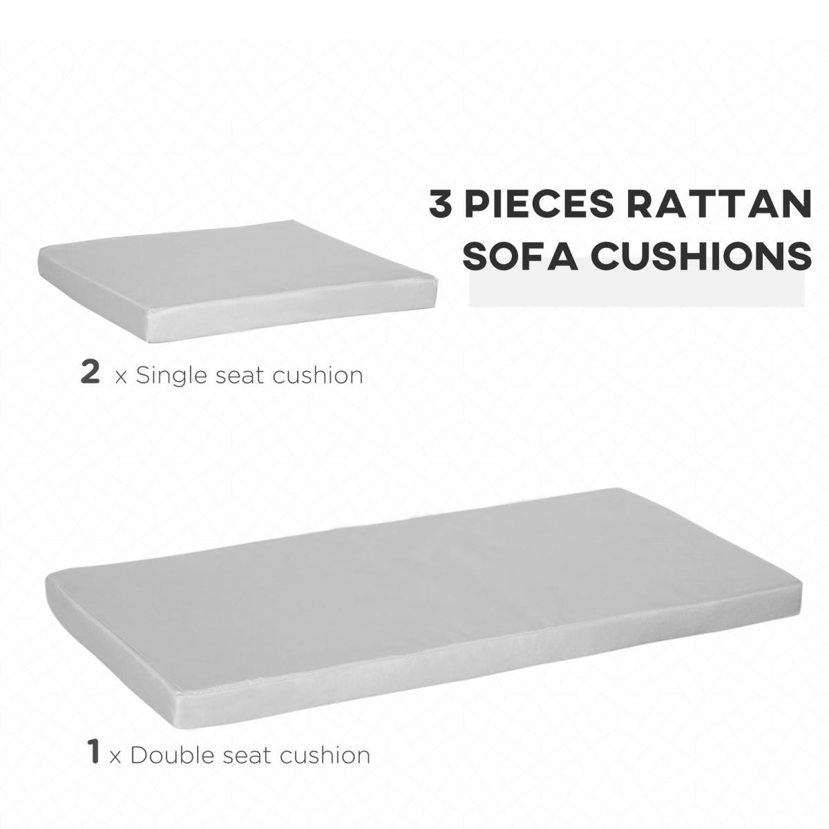 Seat Cushion Pads for Rattan Furniture, 3 PCs Garden Furniture Cushions, Grey
