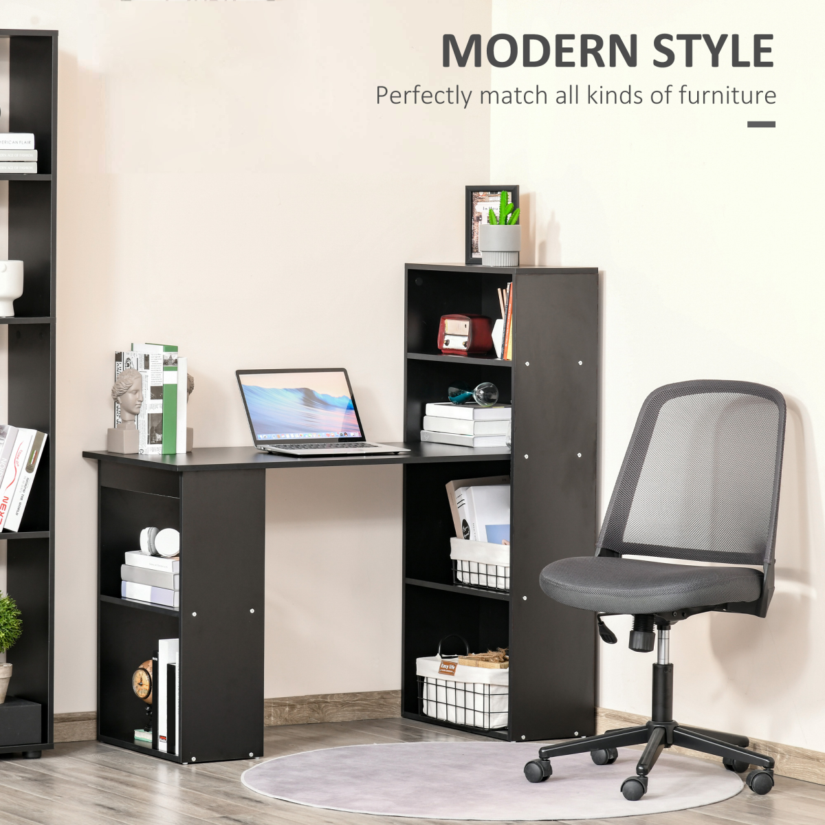 Computer Desk, 120Lx55Dx120H cm-Black