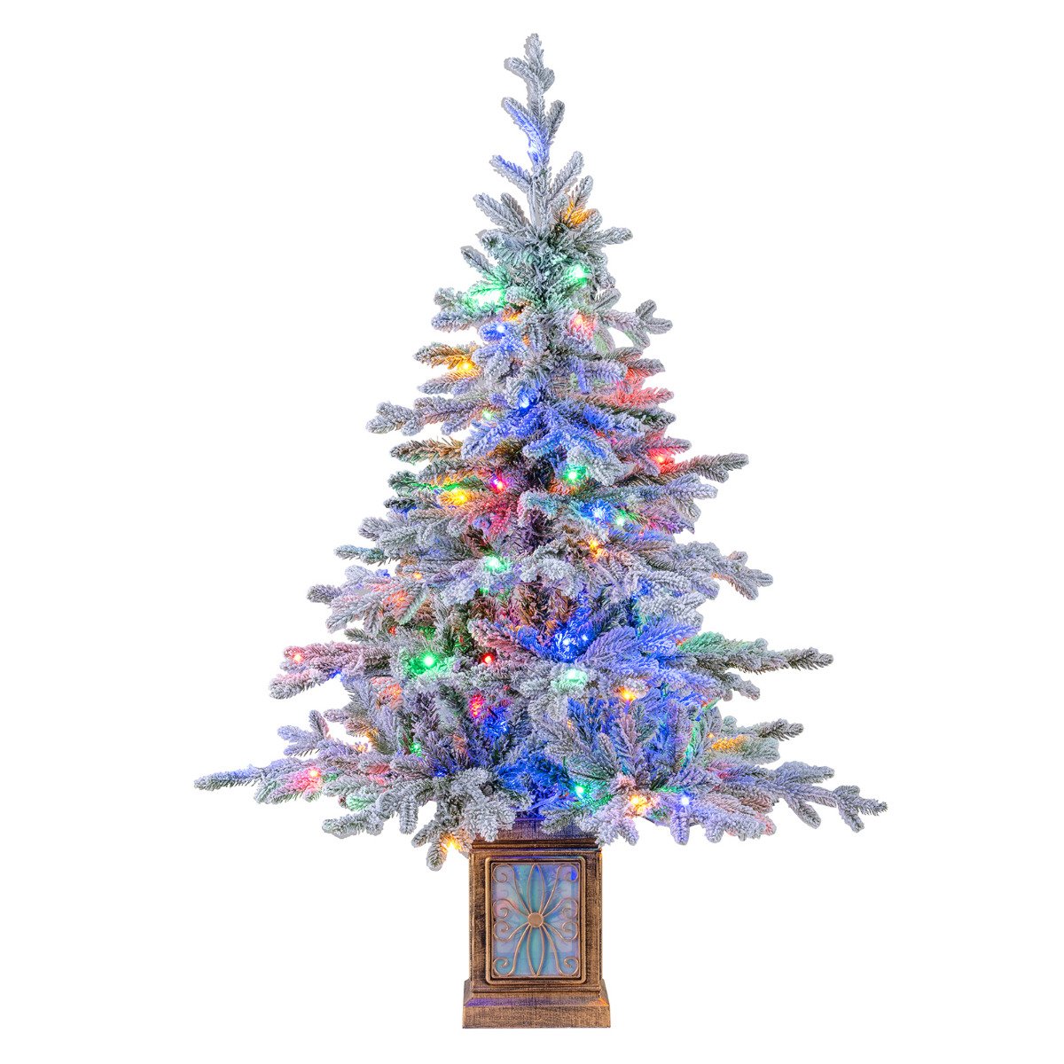 4 FT Pre-lit Artificial Christmas Trees 100 Multi-color and Warm White Dimmable Lights-4 ft