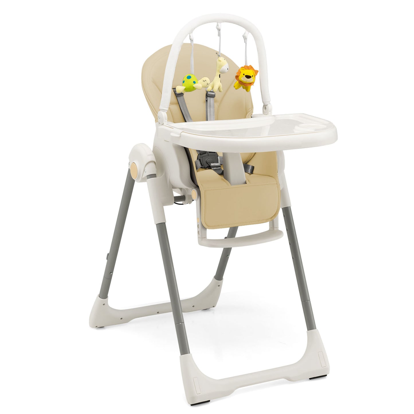 4-in-1 Foldable Baby High Chair with 7 Adjustable Heights and 4 Reclining Angles-Black