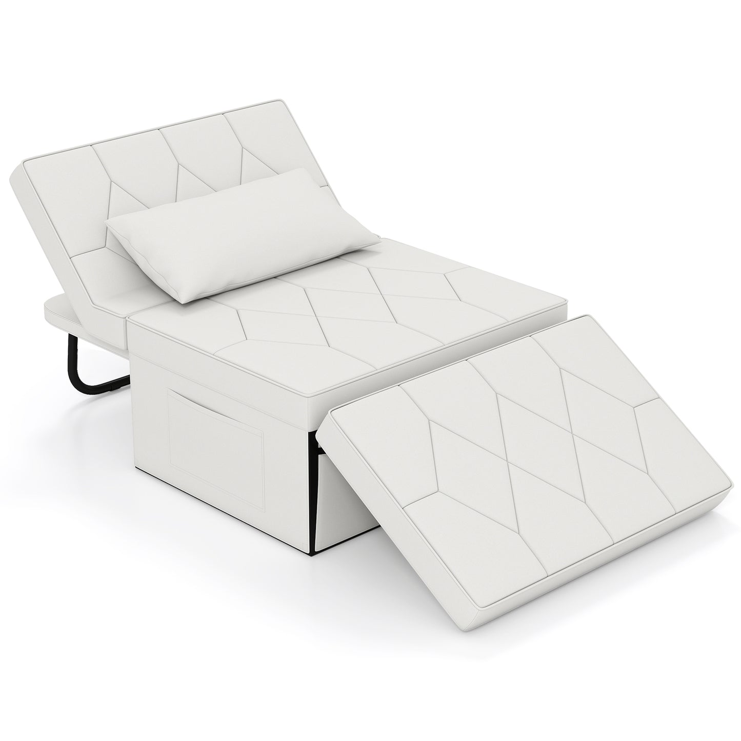 4-in-1 Foldable Sofa Bed Ottoman Convertible Sleeper Sofa Chair-Black