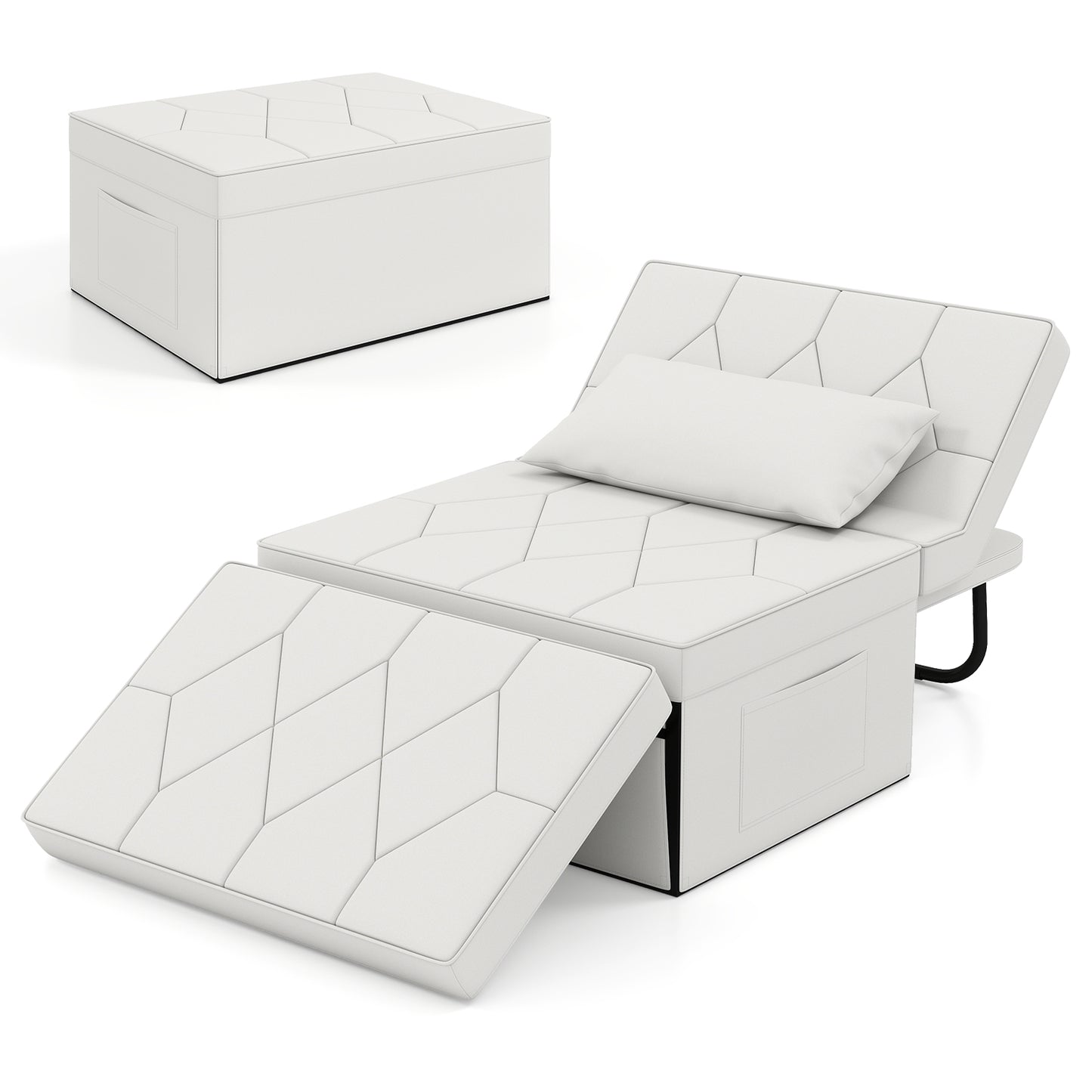 4-in-1 Foldable Sofa Bed Ottoman Convertible Sleeper Sofa Chair-Black