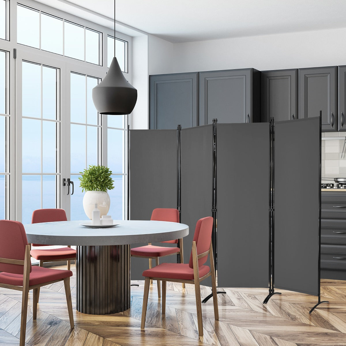 4 Panel Wall Privacy Screen Protector for Home-Black