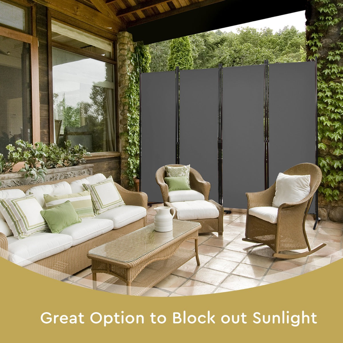4 Panel Wall Privacy Screen Protector for Home-Black