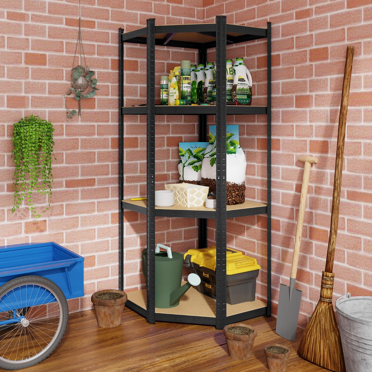 4-Tier Corner Shelving Unit 720KG Heavy Duty for Warehouse Pantry Shed and Kitchen-Silver