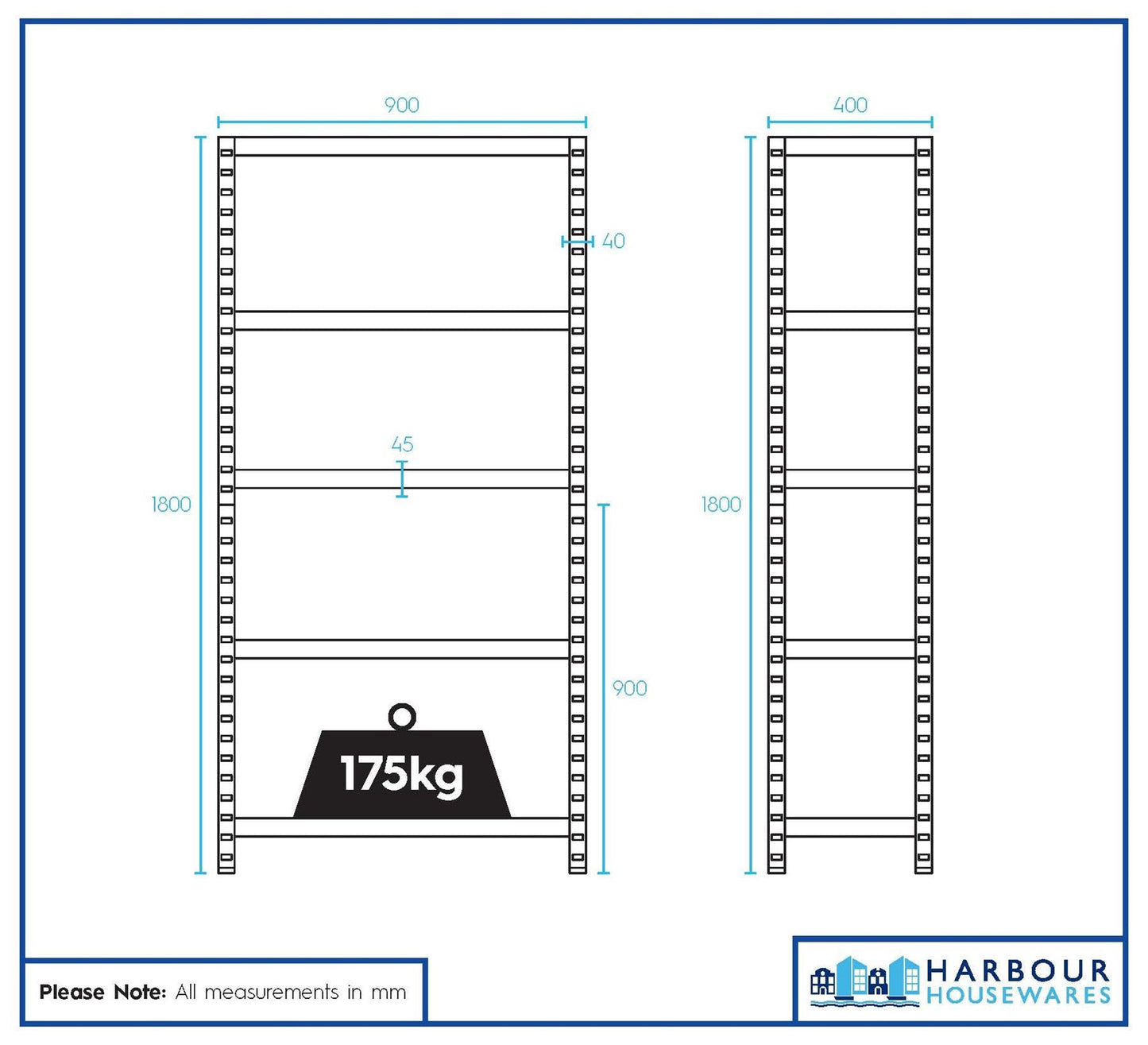 2pc 5-Tier Steel Garage Shelving Units Set - 90 x 40 x 180cm - Galvanised