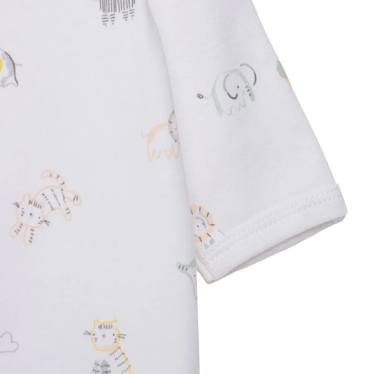 HelloBaby Boys Footed Romper Animal with Poppers Crew Neck Long Leg Long Sleeve - White Printed