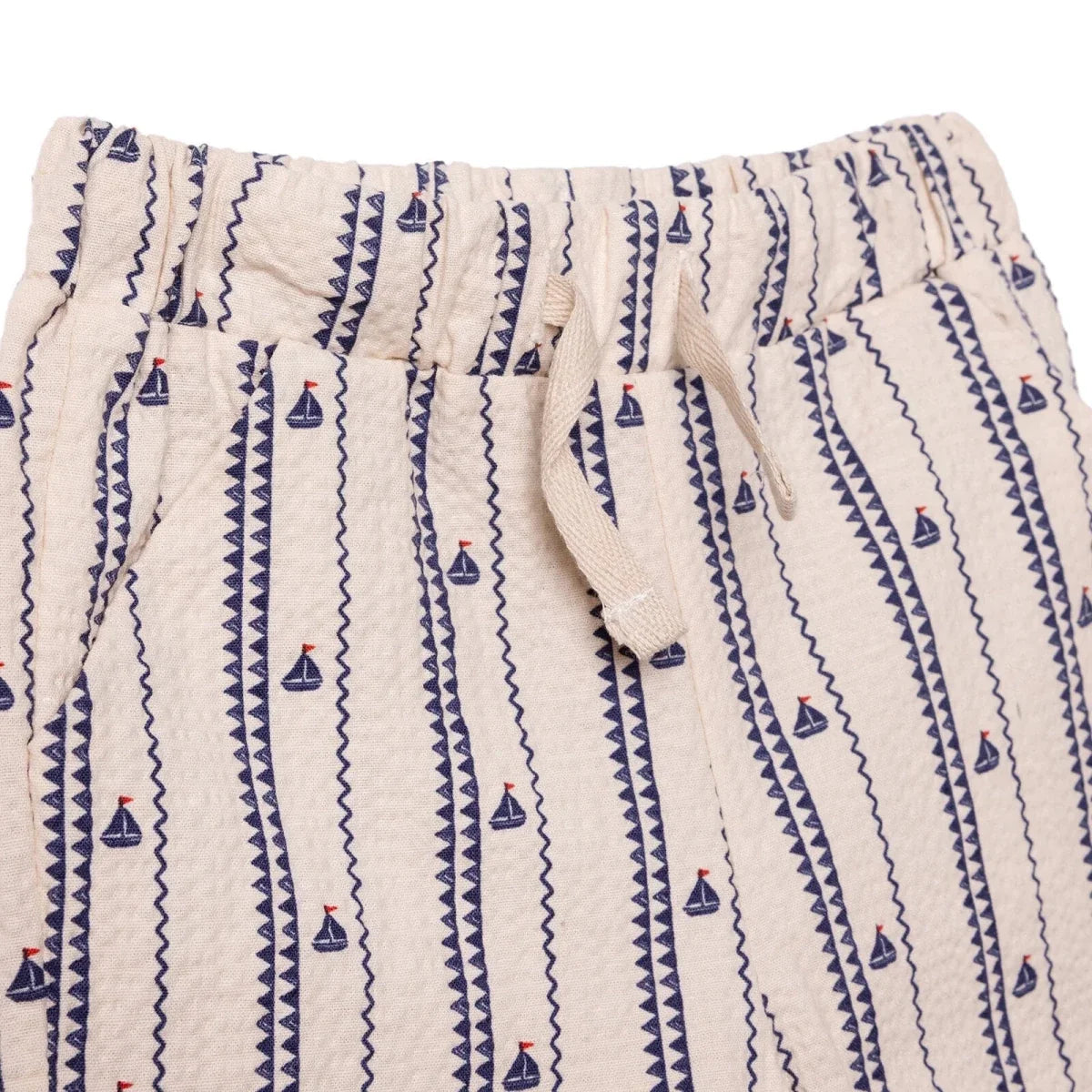 HelloBaby Boys Shirt & Shorts Set Buttoned Little Sailor Shirt Collar Above the Knee Short Sleeve - Ecru Printed