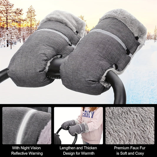 Cozy & Warm Stroller Handlebar Gloves - Windproof, Insulated Grip Covers For Cold Weather Protection