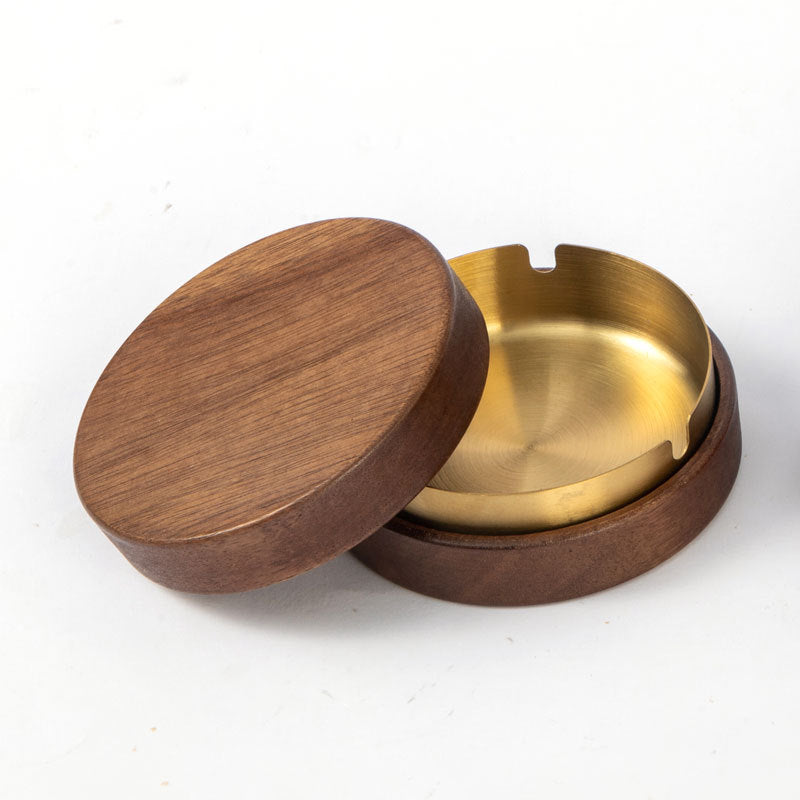Wooden Trendy Unique Black Walnut Ashtray With Lid