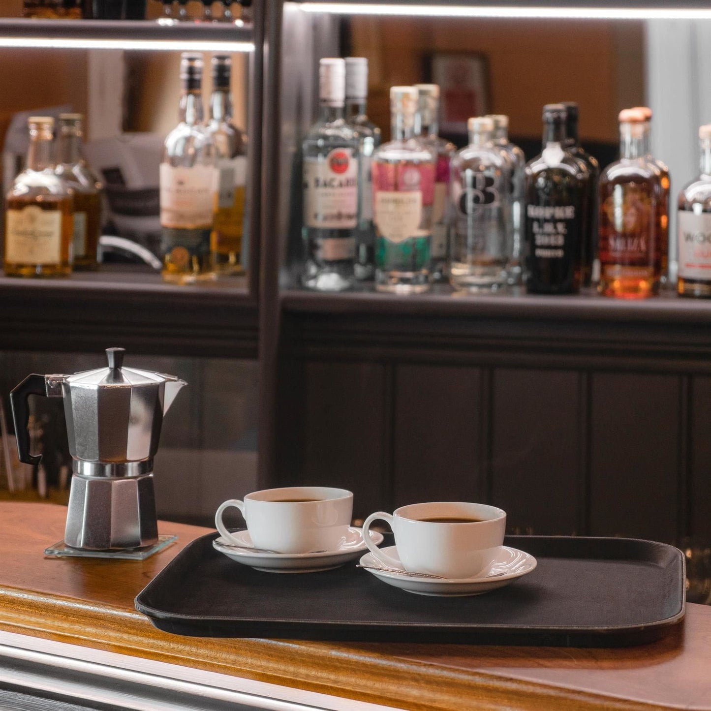 Black 56cm x 41cm Rectangle Non-Slip Serving Tray