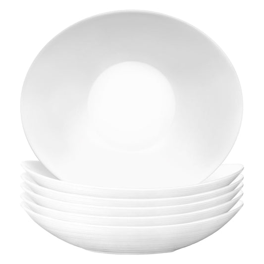 White 23cm Prometeo Oval Glass Soup Plates - Pack of 6
